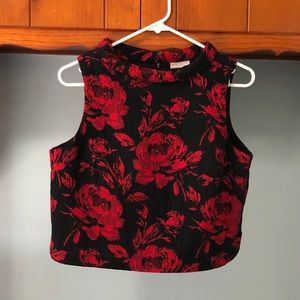 Chic Black and Red Floral Shell